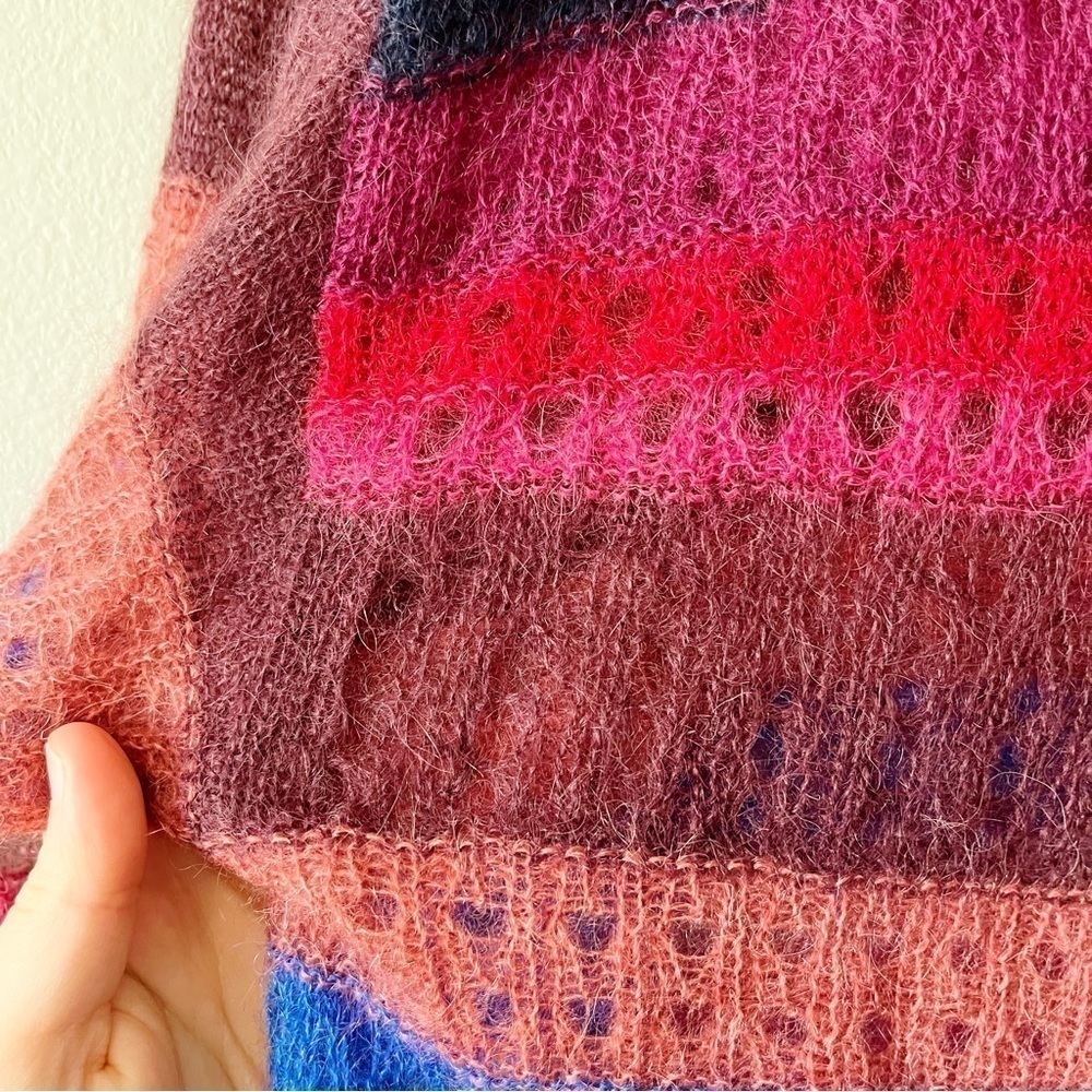 Rag & Bone Nassau Striped Mohair Silk Blend V-Neck Sweater Size XS MSRP $425 - Picture 13 of 16